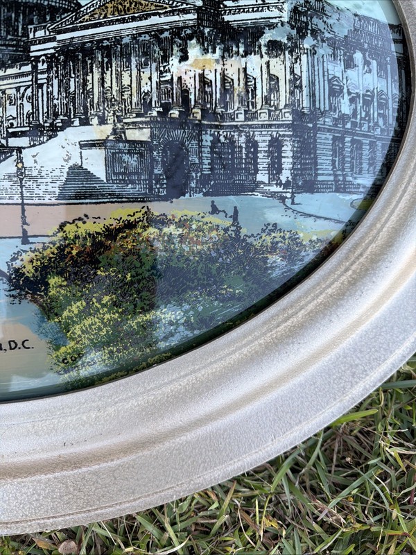 VTG Framed US Capitol Building Washington DC Reverse Painting Convex Glass VGC! gallery