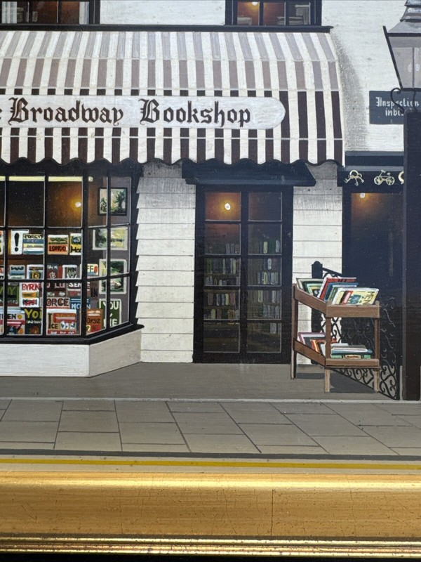 BROADWAY BOOKSTORE PAINTING REGIONALISM STREET VIEW SIGNED TUREK OR JUREK LISTED gallery