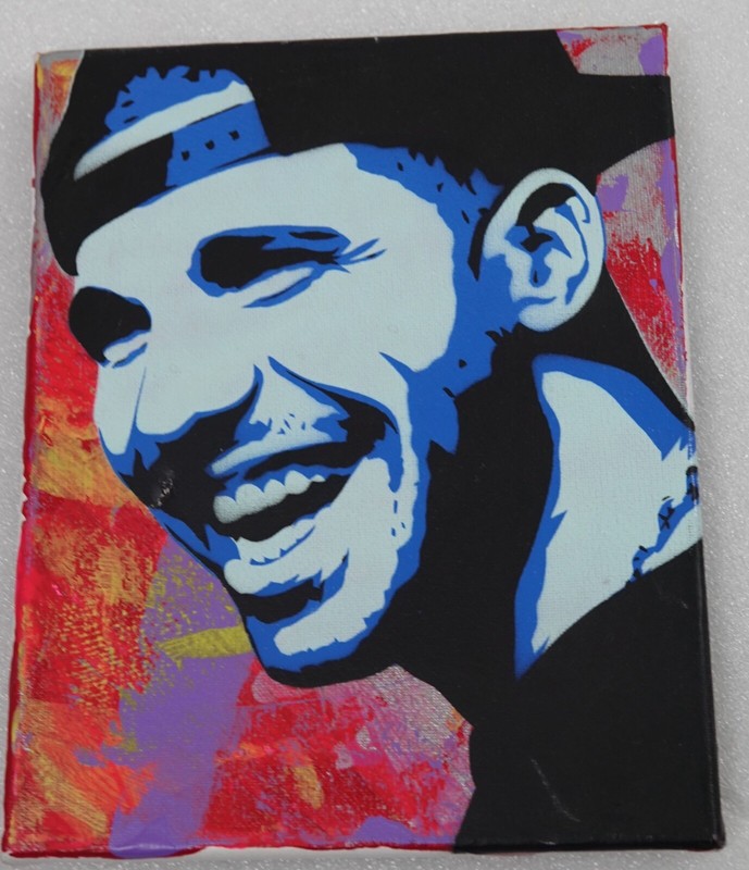 SIGNED GRAFFITI PAINTING ART MUSICIAN DRAKE