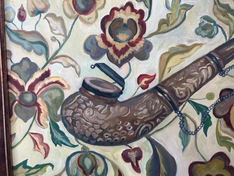 Painting by Ukrainian "Cossack smoking pipe" original painting on canvas gallery