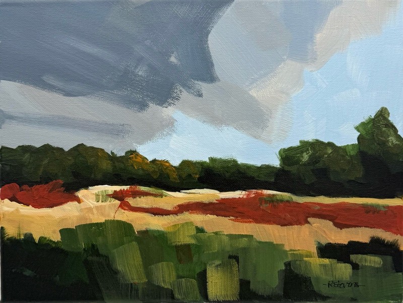 Original Acrylic 9x12 Landscape Painting Storm Clouds Contemporary Modern Art gallery