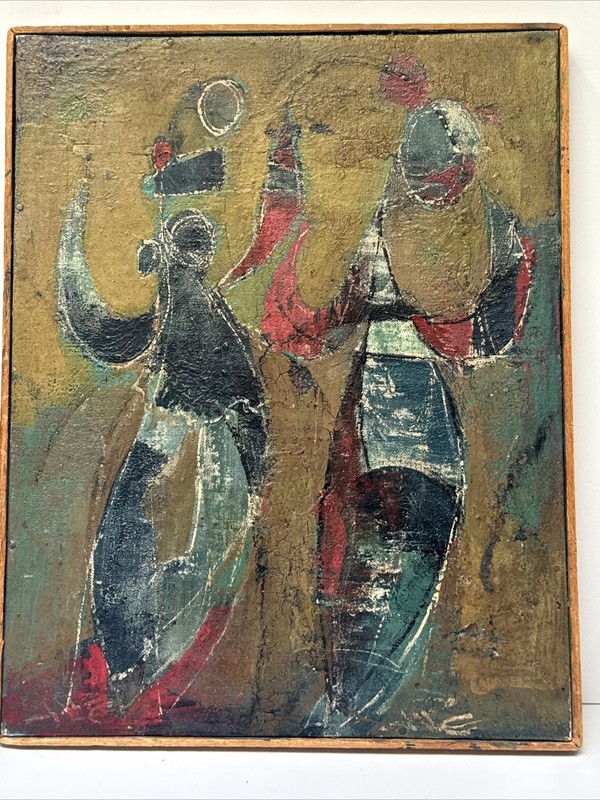 Mid Century Expressionist Painting Abstract CUBIST Modernist Modernism Mystery gallery