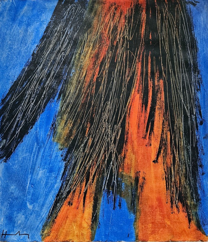 Hans Hartung Signed Abstract Expressionist Oil Painting on Canvas – German Art