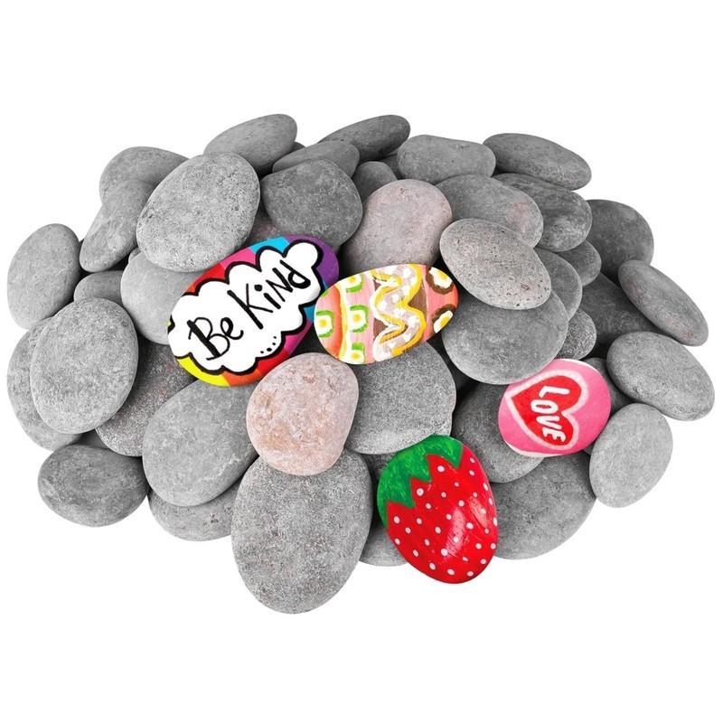 100 Large Painting Stones – Bulk River Rocks for Crafts