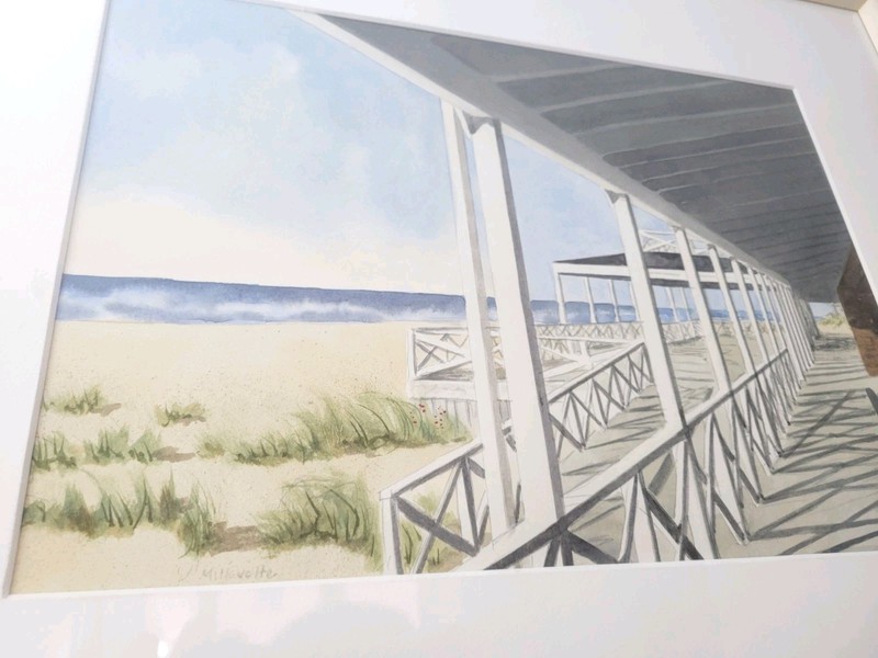 Original Rose Millevolte Watercolor “Main Beach Design” 1996 East Hampton 22x18 gallery
