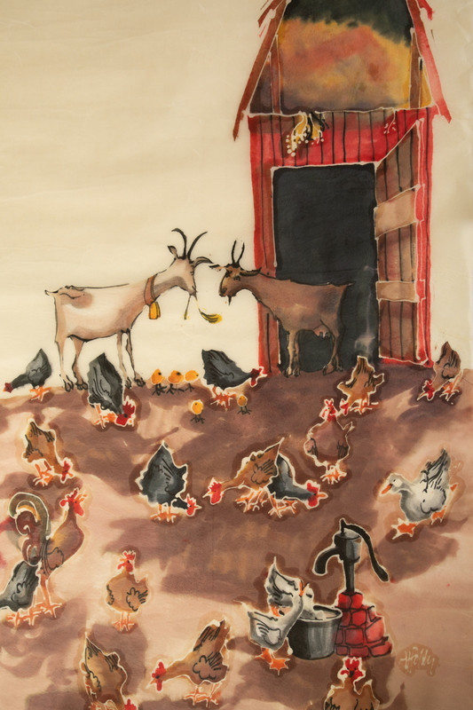 Farm Animals Elaine & Andy Alfoldy Painting (G5R-P16/JSF6) Batik on Fabric