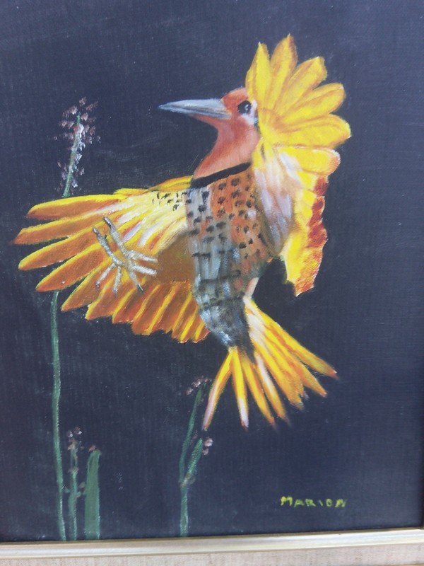 Vintage Oil Painting Bird Framed Signed 17 1/2 IN W X 21 1/2 L gallery