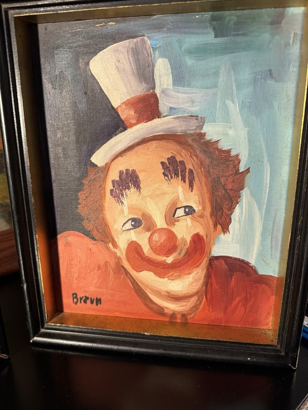 Painting Portrait Of A Clown By Braun Vintage 1950s gallery