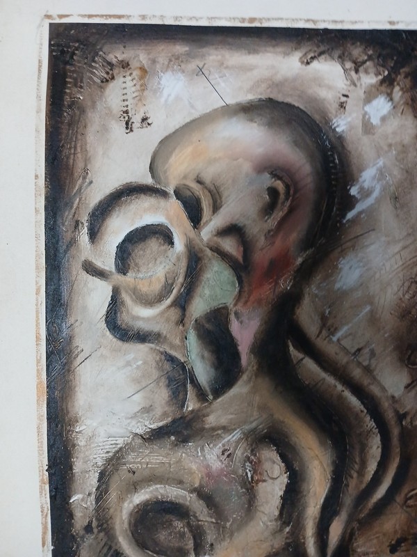 Vintage Signed Goth Original Oil Painting 19x27 Unknown Artist (OOAK) 1994 gallery