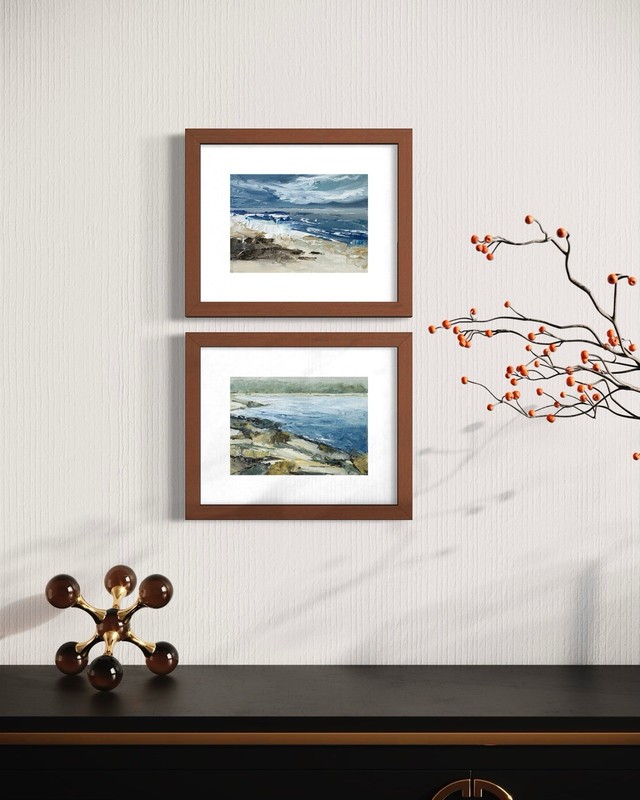 8x10 Maine Original Oil Landscape Painting Acadia Rock Schoodic Point Art Signed gallery