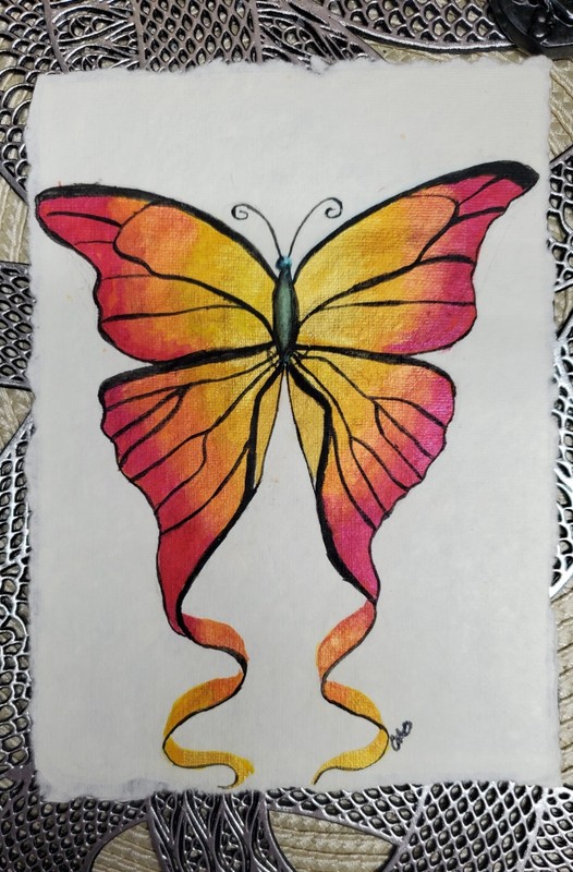 ORIGINAL ART 5x7 matted to 8x10 Butterfly watercolor Mystic Dragon Sanctum gallery