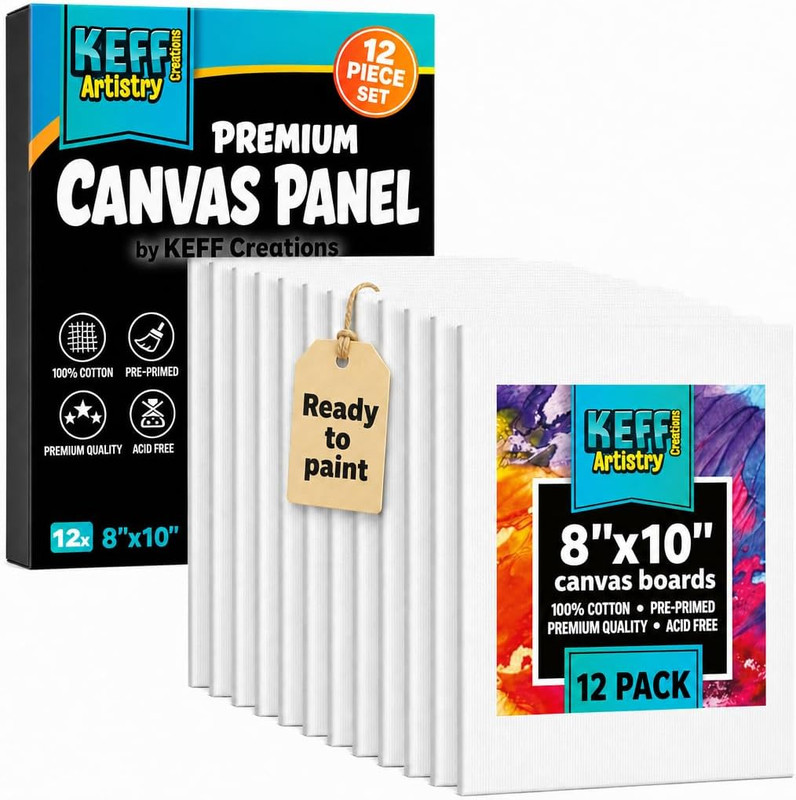 Canvas for Painting – 12-Pack 8X10 Canvas Value Pack – 100% Cotton Triple Primed