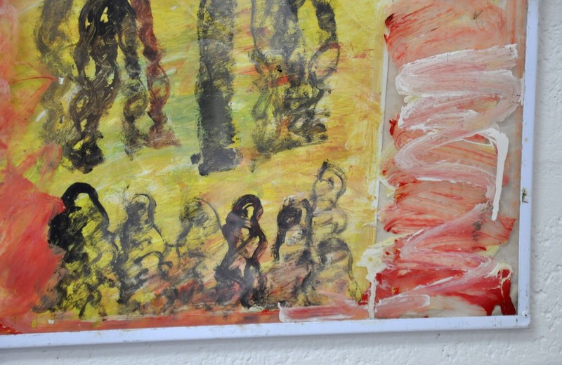 Original Mixed-Media Painting by Purvis Young, Untitled c. 1990 Folk Street Art gallery