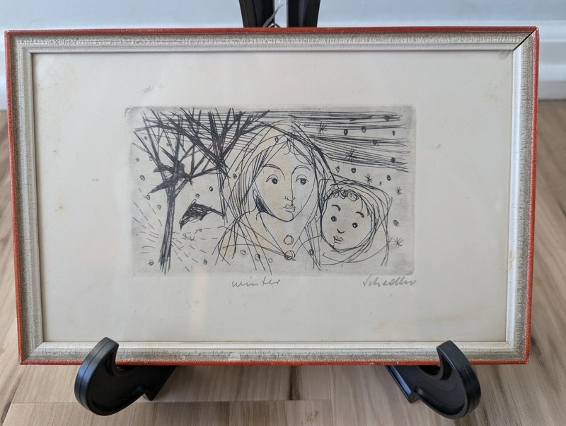 Original Art Jacques Schedler «Winter» Signed Etching