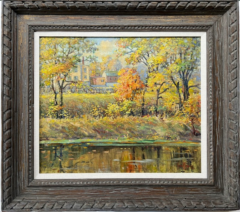 1932 Impressionist Autumn New Hope Canal Clarence W. Snyder 1873-1948, listed PA