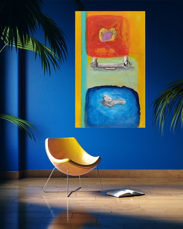 ORIGINAL Acrylic/Charcoal EXTRA LARGE PAINTING 60 x 36in – Ready to Hang