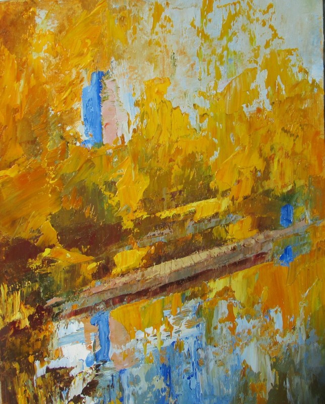 Abstract painting Author's work Original painting Oil wall art Autumn reflectio gallery