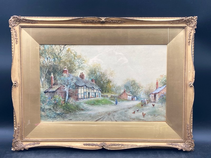 Original Joseph Hughes Clayton Signed «Welford Cottage» Watercolor Painting