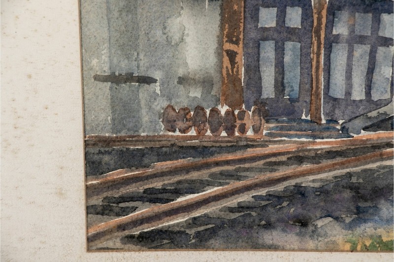 Exciting William L. Drake signed Watercolor "Erie R.R- Croxon, New Jersey" gallery