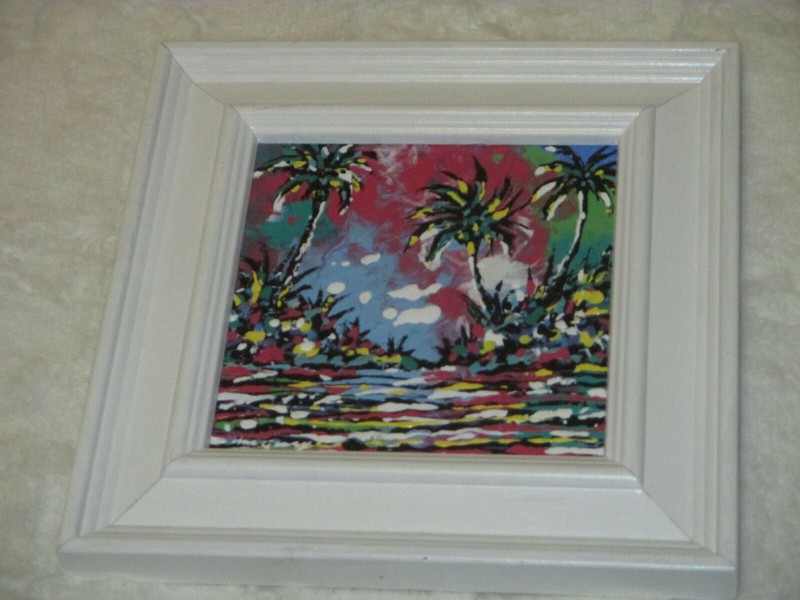 Dennis McGeary Hawaii 5×5 Oil Canvas Landscape Framed Painting Tropical Splash