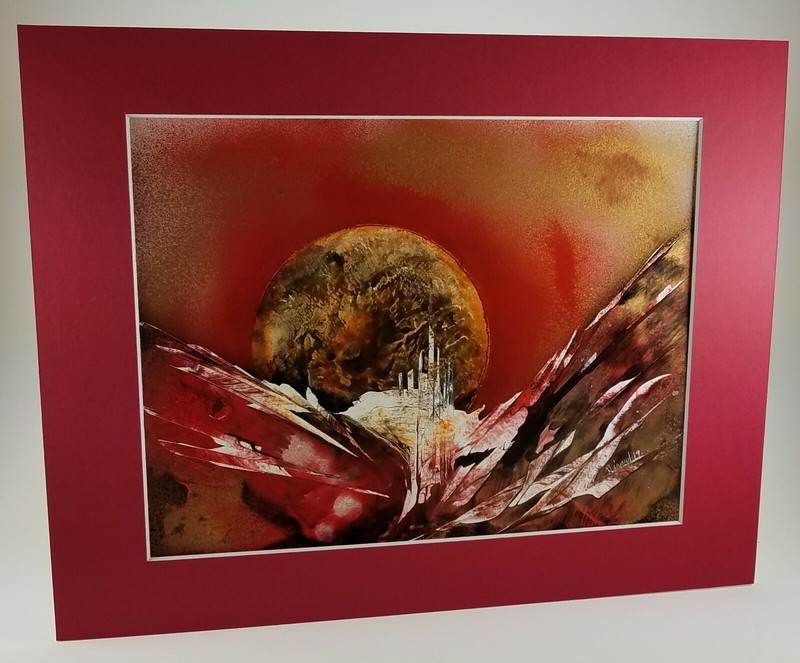 Signed Original Castle Landscape by Artist Jason Girard comes with a mat board.