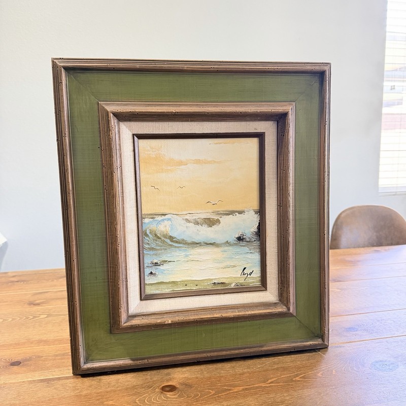 Boyde Original Oil On Board Birds Seascape Painting Framed Vintage