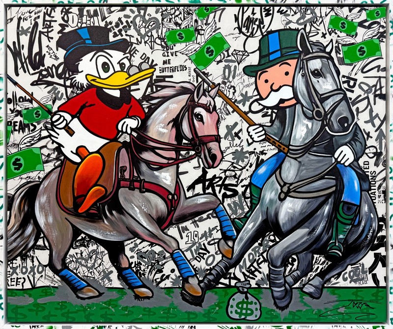 Jozza «High Stakes Match» | Original Painting | 41×49″ Custom Framed | Monopoly