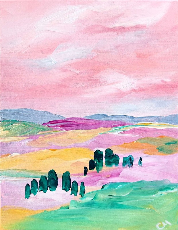 Modern Expressionism Original Colorful Landscape 14x11 Painting gallery