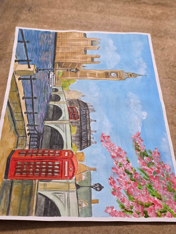 London Street Acrylic Painting Big Ben British Landmark Travel Gift А4 Art gallery