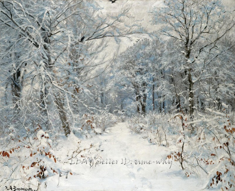 Winter Landscape Forest Oil painting Wall art HD Giclee Printed on canvas P1721