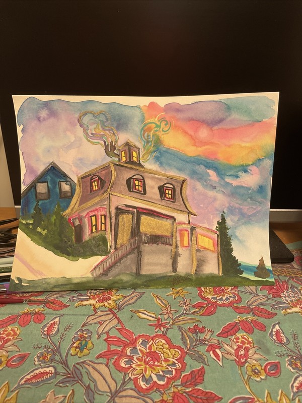 Hocus Pocus Halloween Decoration Magical Disney Watercolor Original Witch House