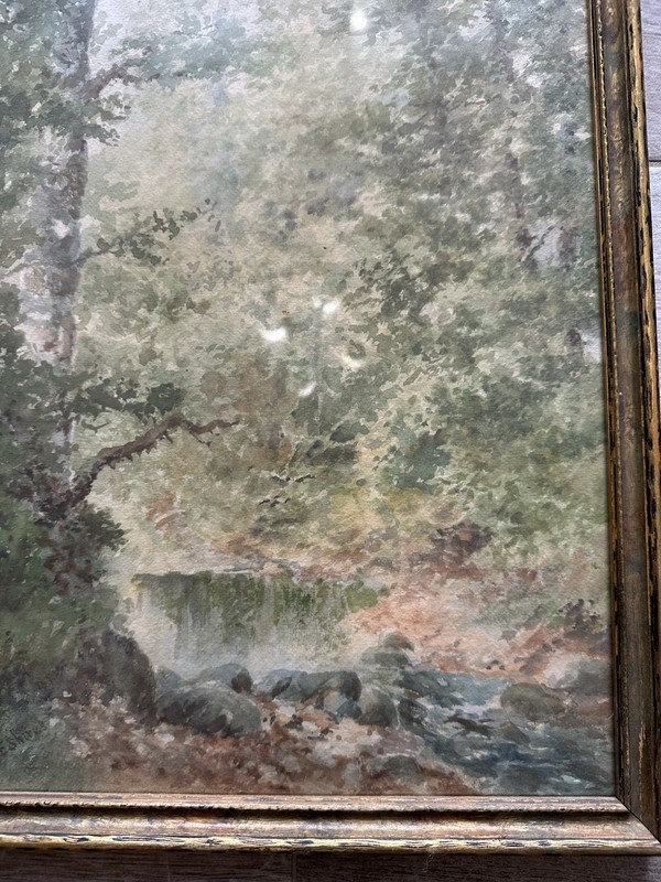 Framed VTG Signed Original Watercolor Painting 17”x22” Landscape G.E. Shiras gallery