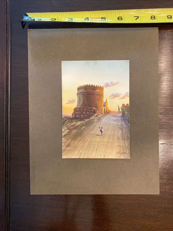 Vintage Oil Painting on heavy paper mounted on heavy stock paper signed Mauri gallery