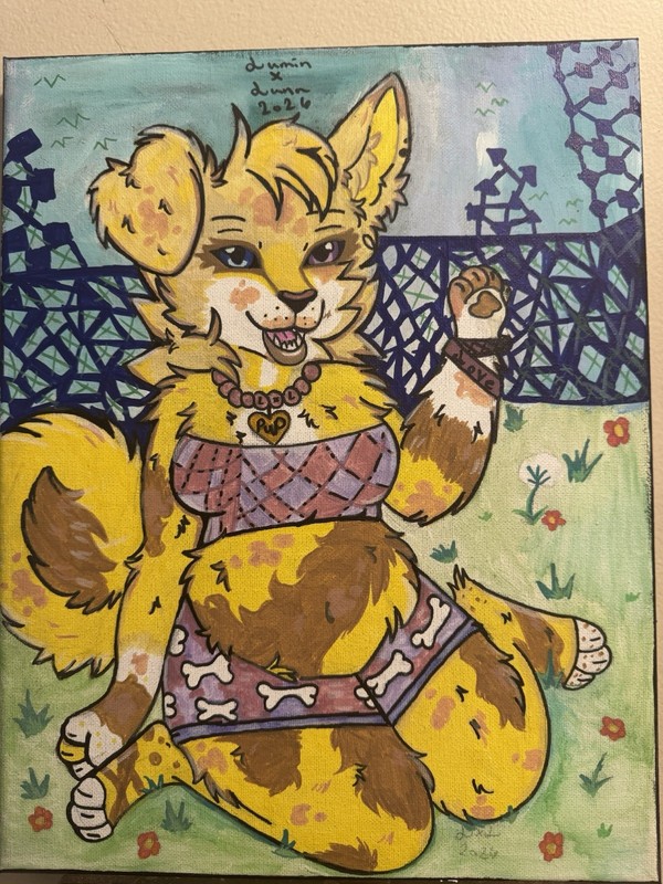 “Husky In The Breeze.” 11×14 Hand Painted Furry Canvas
