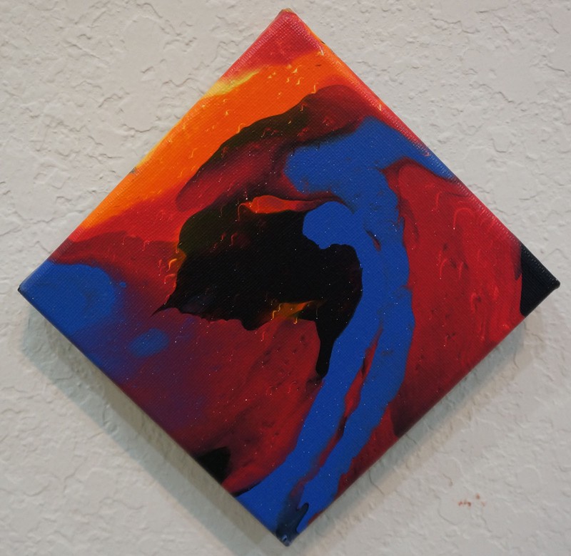 Original Acrylic Pour Abstract Painting 6" x 6" Deep Canvas "Black Hole" gallery