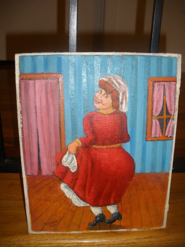 Listed MAURICE KISH Russian / American artist oil canvas painting Inlaw dance