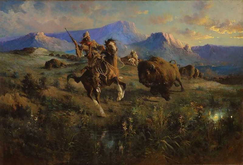 stunning oil painting handpainted on canvas-Buffalo Hunt