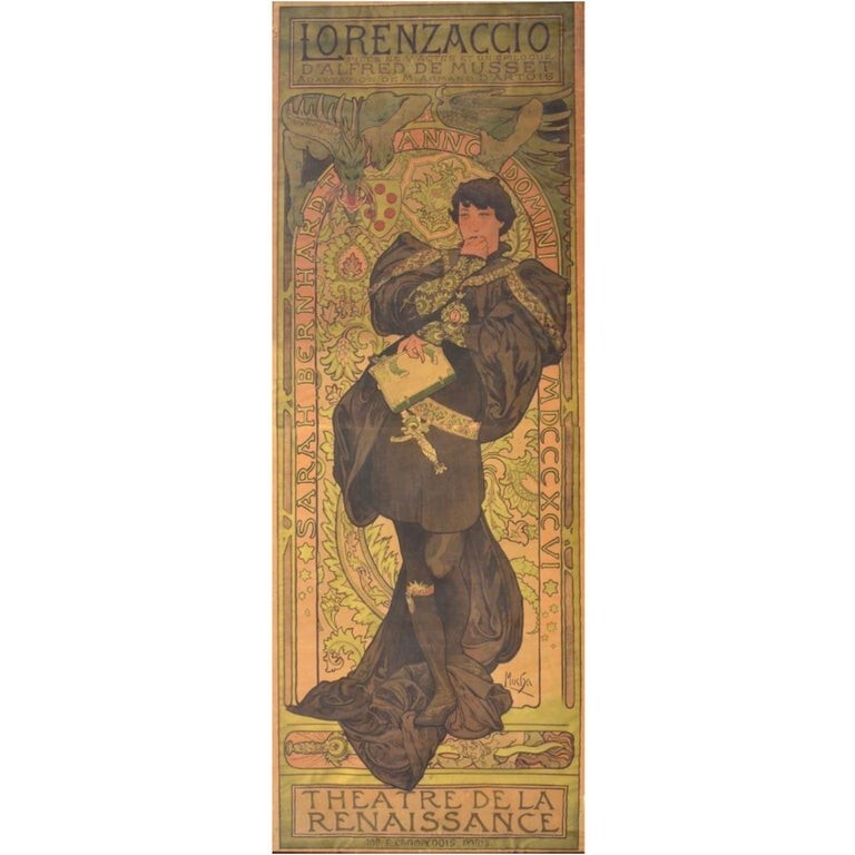 Alphonse Mucha 1896 Lorenzaccio Theatre De La Renaissance Lithograph Poster