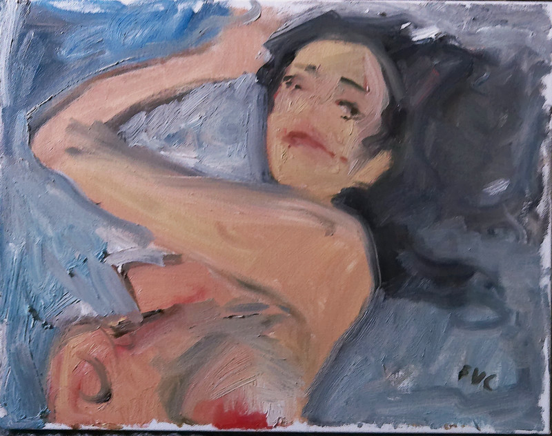 18″x14″ Boudoir Nautical Portrait Woman Oil Painting on Canvas Original Signed