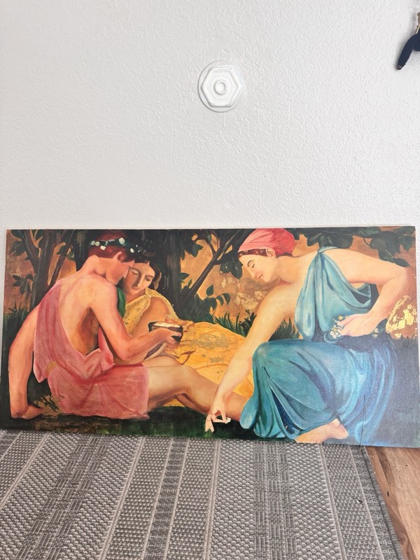 Medium: Oil paint on canvas, Covered with Laquer Dimensions: 24 X48 inches