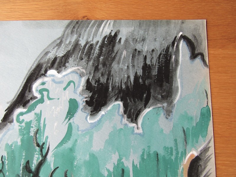 Opera Decor Gouache Drawing Signed by Jacques André Brégère set design painting gallery