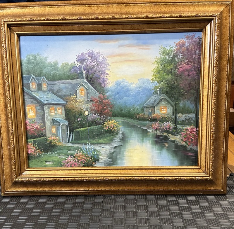 Original Oil Painting C. Jaffey Framed 12×16 Vintage Art