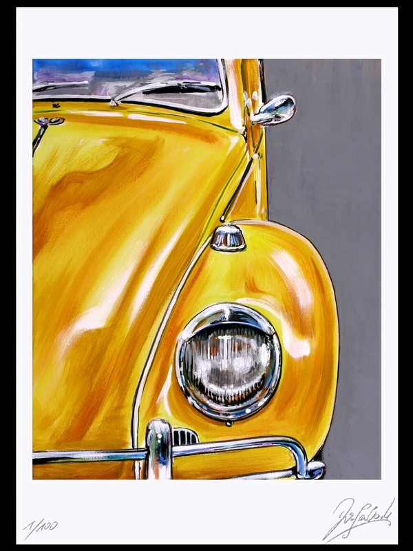 Art Print Graphic, Graphic, "VW Beetle" Picture, Signed, Limited., NO PHOTO!
