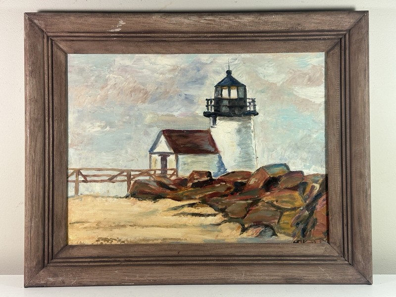 Brant Point Lighthouse Nantucket Original Oil Painting Art Ocean Nautical Decor