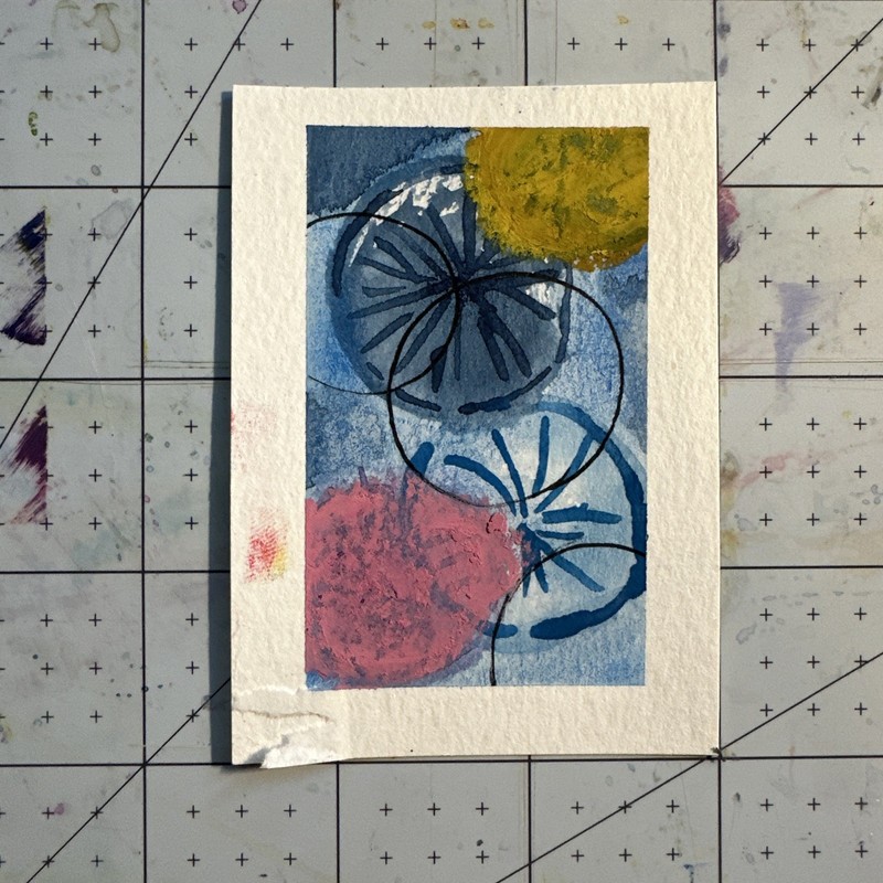 ACEO Original Art Card – Oil Pastel Abstract – 1K to OK #096