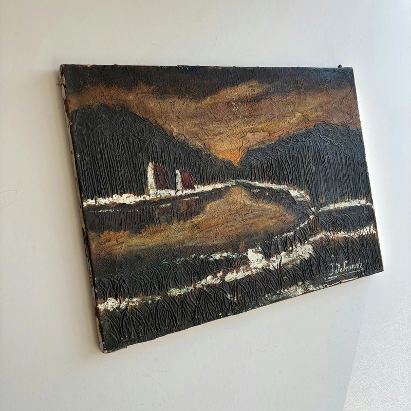 Rustic Landscape Oil Painting "Red Sails" Classic Dutch Art gallery