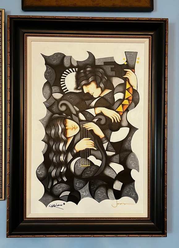 Original Acrylic painting by Charles & Jana Lee «Song in Two» 2016 COA/Appraisal