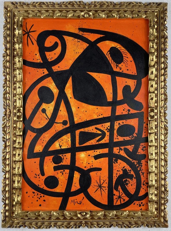 Joan Miro Oil On Canvas (Handmade) signed & Framed