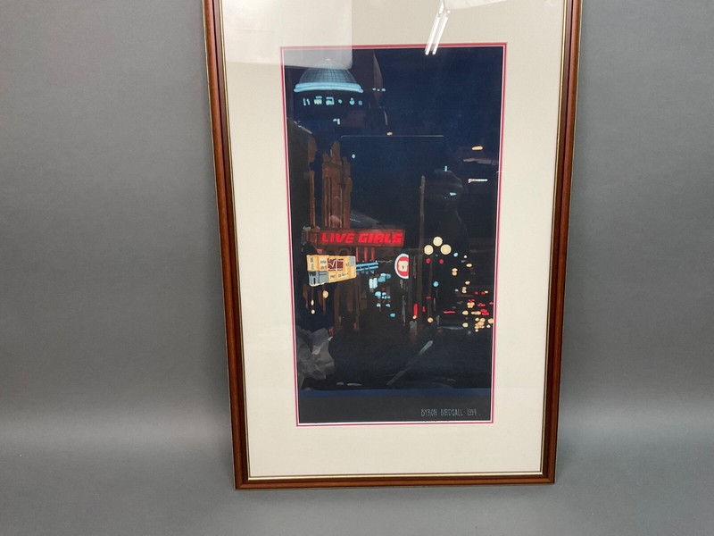 Byron Birdsall Original Watercolor Painting Seattle Wa. After Dark "LIVE GIRLS" gallery