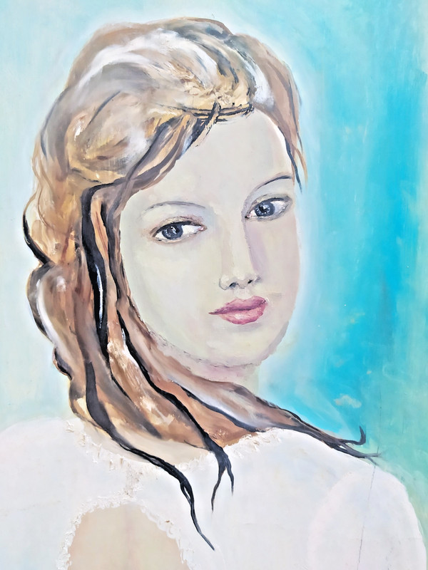 art 222 original painting 56x33 ZP oil on cardboard women portrait gallery
